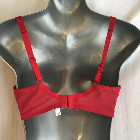 Victoria's Secret 34DD Unlined 1/2 Padding Push Up Cherry Red Lace Underwire Bra - Picture 9 of 16